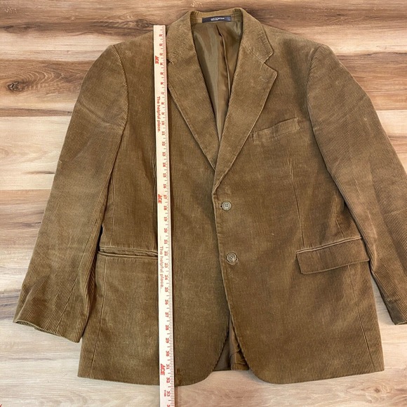 Croft & Barrow Corduroy Blazer Mens 46L 2 button Cotton Khaki Lining - Picture 3 of 15